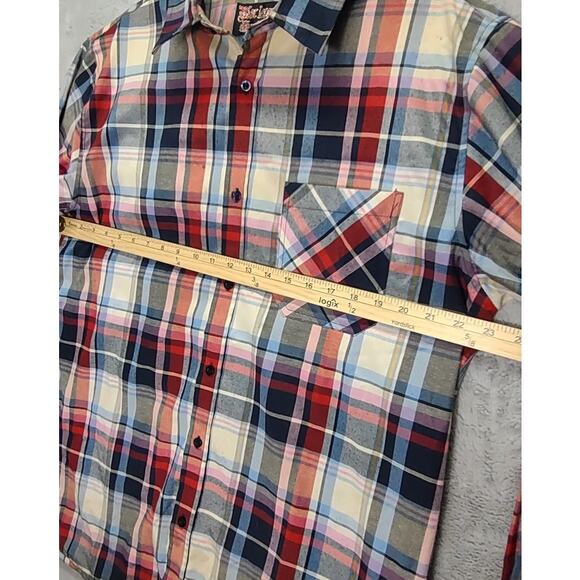 Blac Laquer Red Blue Plaid Long Sleeve Button Down Dress Shirt Heavy Duty SizeXL - Picture 3 of 7